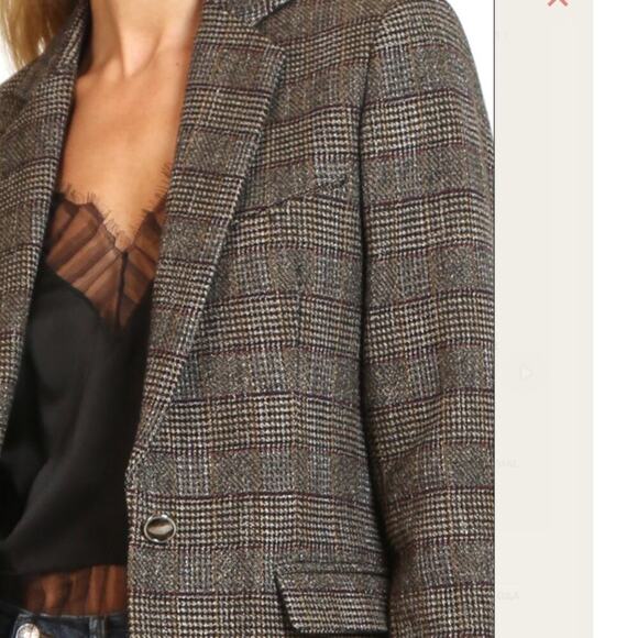 IRO Houli Plaid Tweed Blazer Jacket Brown FR 36 US 4 Oversized Wool Check - Picture 7 of 13